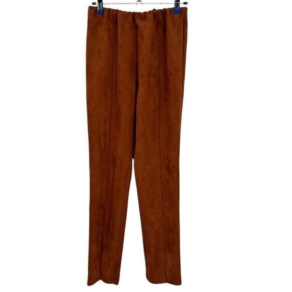 Anthropologie Avec Les Filles Slit-Front Leggings Velvet Pants Brown Medium NWT - Picture 1 of 12